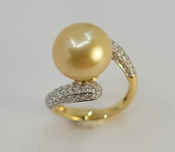 Ring - 18 karaat Geel goud, ALGT Gecertificeerd - 12,3 mm, Nieuw