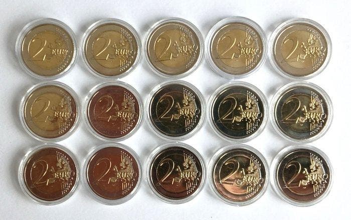 Slowakije. 2 Euro 2015/2026 (15 coins) (Zonder minimumprijs), Postzegels en Munten, Munten | Europa | Niet-Euromunten