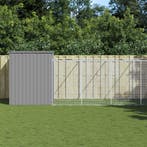 vidaXL Hondenhok met ren 214x865x181 cm staal lichtgrijs, Dieren en Toebehoren, Verzenden, Nieuw