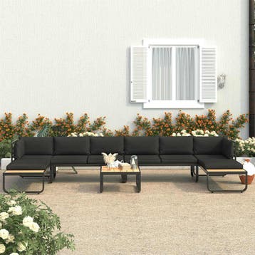 vidaXL 5-delige Tuinhoekbankenset met kussens aluminium en, Verzenden, Nieuw