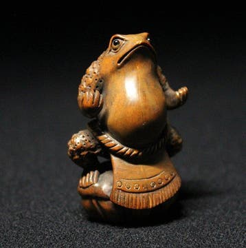 Yokozuna Sumo-worstelaar kikker - antieke netsuke - Hout,