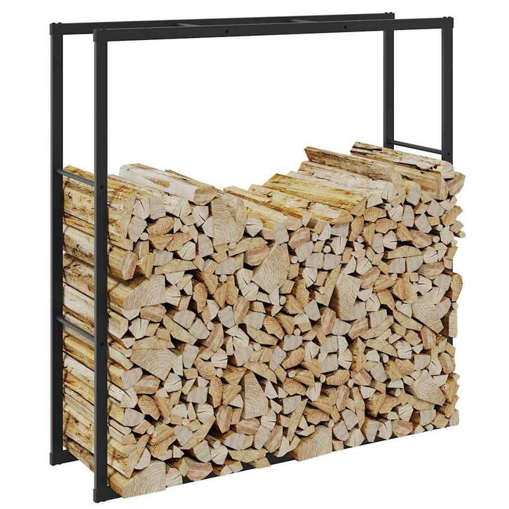 vidaXL Haardhoutrek 110x30x116 cm staal zwart, Tuin en Terras, Brandhout, Verzenden