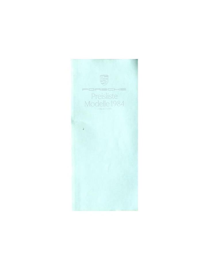 1984 PORSCHE PRIJSLIJST DUITS, Livres, Autos | Brochures & Magazines
