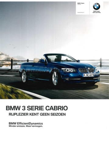 2012 BMW 3 SERIE CABRIOLET BROCHURE NEDERLANDS, Nieuw