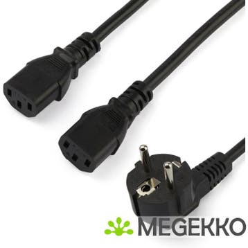 StarTech.com C13 voedingskabel Schuko CEE7 naar 2x C13 2 m, Computers en Software, Pc- en Netwerkkabels, Verzenden, Nieuw