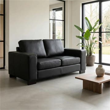 Leren bank Enjoy - 2 zits - Toledo Nero (zwart) - Poten, 150 tot 200 cm, Nieuw, Ophalen of Verzenden, Modern