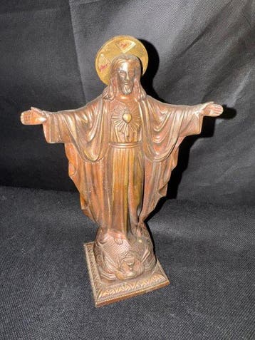 Beeldje, Jésus - Sacré-Cœur - 21.5 cm - Brons, Antiek en Kunst