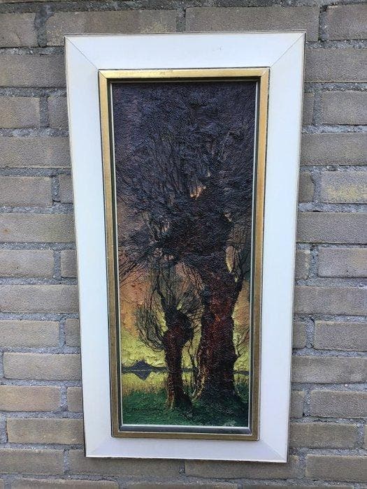 Jos van Dijk(1913-1998) - Twee knotwilgen., Antiquités & Art, Art | Peinture | Classique