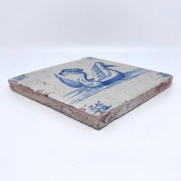 Antiek Tegel - Antieke Delftsblauwe tegel met mythologisch
