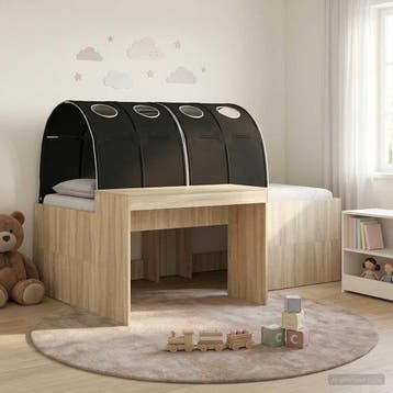 vidaXL Bed met Tunnel 3 st Sonoma Eiken en Zwart, Verzenden