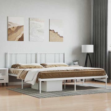 vidaXL Bedframe met hoofdbord metaal wit 180x200 cm, Huis en Inrichting, Slaapkamer | Bedden, Verzenden, Nieuw