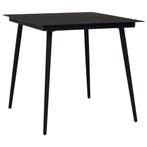 vidaXL Tuintafel 80x80x74 cm staal en glas zwart, Verzenden, Nieuw