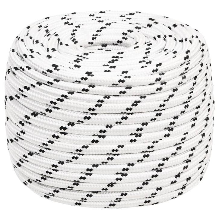 vidaXL Boottouw gevlochten 12 mmx25 m polyester wit, Bricolage & Construction, Quincaillerie & Fixations, Envoi