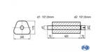 FOX Uni-geluiddemper trapezium met mof - verwerking 711 245x, Verzenden