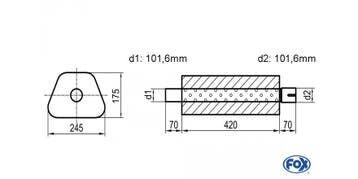 FOX Uni-geluiddemper trapezium met mof - verwerking 711 245x, Verzenden