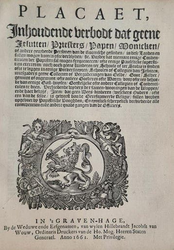 Herb van Beaumont, F Criep, - verbod katholieke geestelijken