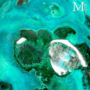 Natuurlijke associatie van malachiet en chrysocolla - houten, Verzamelen