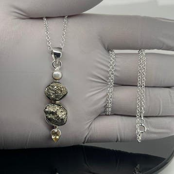 Zilver - Hanger - pyriet-citrien-parel, Verzamelen