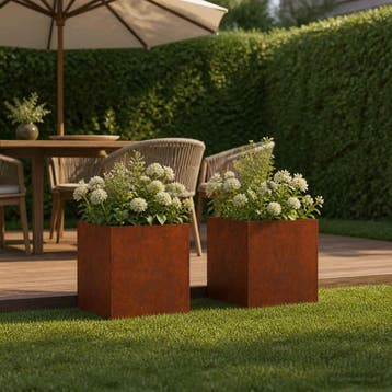 vidaXL Plantenbak 2 st Roestkleurig 45 x 45 x 45 cm weervast, Tuin en Terras, Verzenden, Nieuw
