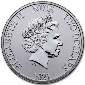 Niue. 2 Dollars 2021 1 oz $2 NZD Niue Silver Hawksbill
