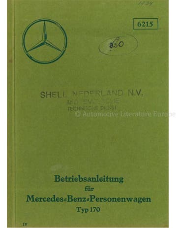 1934 MERCEDES BENZ 170 INSTRUCTIEBOEKJE DUITS, Ophalen of Verzenden