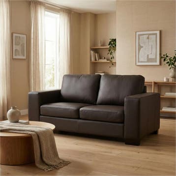 Leren bank Enjoy - 2 zits - Toledo Caffe (donkerbruin) -, 150 tot 200 cm, Nieuw, Ophalen of Verzenden, Modern