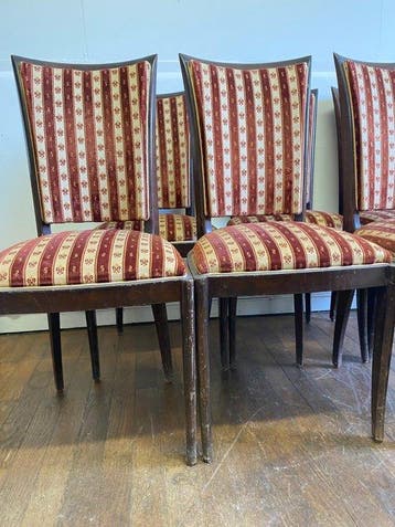 Stoel (6) - Hout, Stof - Franse Art Deco
