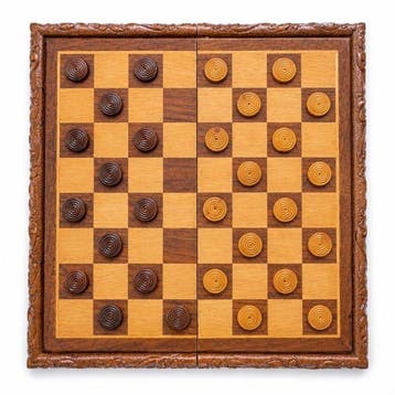 Vintage 1980s 3-in-1 Hand-Carved Wood Presentation Game Set