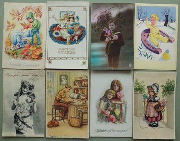 anciennes cartes au petit format pour enfants - Fantaisie,, Gelopen