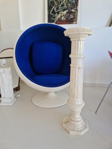Guéridon - Marbre - Colonne sur piédestal en marbre