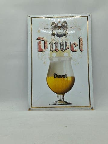 Metalen plaat voor Duvel - Reclamebord - Metaal, Antiquités & Art