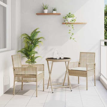 vidaXL Tuin Bistro Set 3 st Beige poly rattan, Tuin en Terras, Tuinsets en Loungesets, Verzenden, Nieuw