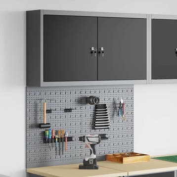 vidaXL Gereedschapskast Set met plank 3 st Zwart, Verzenden, Nieuw