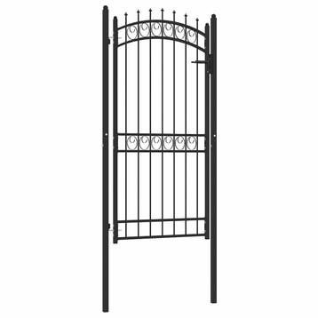 vidaXL Poort met speerpunten 100x200 cm staal zwart, Tuin en Terras, Verzenden, Nieuw
