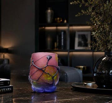 Pate de verre France, Vintage sculpturale - Vase - Verre