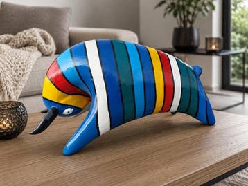 Beeld, garden statue modern colored bull - 26 cm - polyresin