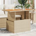 vidaXL Tuintafel 100x55x73 cm poly rattan en acaciahout, Tuin en Terras, Tuintafels, Verzenden, Nieuw