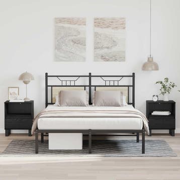vidaXL Bedkast Zwart Eiken 40 x 35 x 50 cm Bewerkt hout, Verzenden