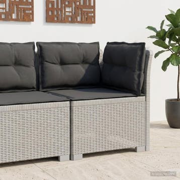 vidaXL Eén-zits Tuin Sofa met Kussens Rieten Look PP Wit, Verzenden, Nieuw