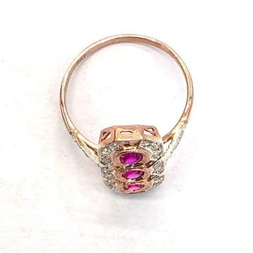 Zonder minimumprijs - Ring - 9 kt. Roségoud, Zilver Spinel -, Nieuw