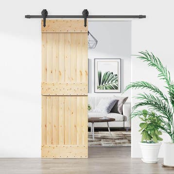 vidaXL Schuifdeur Naturel en Zwart 70 x 210 cm Massief Pine, Verzenden