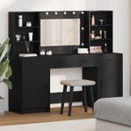 vidaXL Dressing tafel set met LED 3 pcs Zwart Eiken Bewerkt, Verzenden, Nieuw