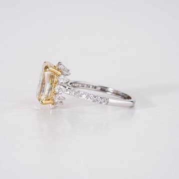 Ring - 14 karaat Witgoud - 5.96ct. tw. Diamant (Lab-grown) -