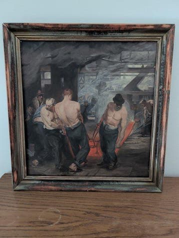 German School (XX), signed Riegel - Im Walzwerk, nach