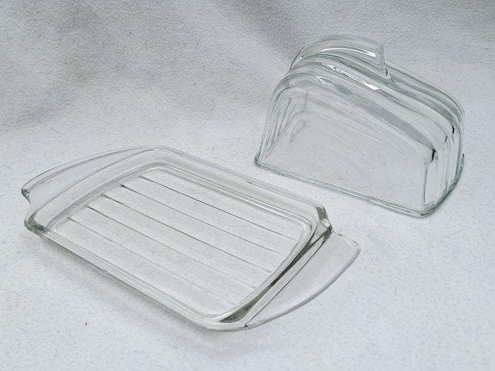 Boterschotel - Transparant - Glas - Kaasstolp, Antiek en Kunst, Curiosa en Brocante