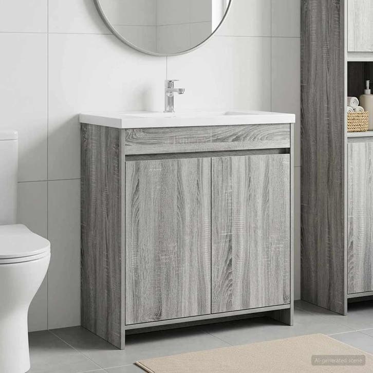 vidaXL Badkamer Onder Het Wastafel Kast Grijs Sonoma, Maison & Meubles, Tables | Coiffeuses, Envoi