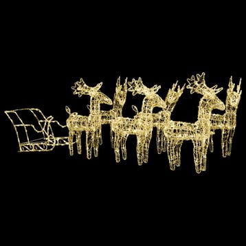 vidaXL Kerstversiering rendieren en slee 320 LEDs acryl, Verzenden, Nieuw