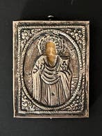 Icoon - .800 zilver - Heilige bisschop, Antiek en Kunst
