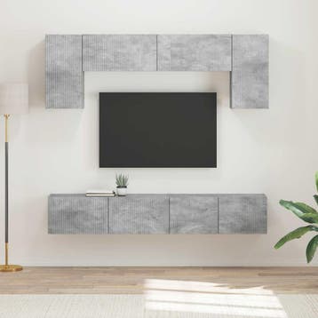 vidaXL Tv-meubelset 4 st Beton Grijs Bewerkt hout, Huis en Inrichting, Verzenden, Nieuw