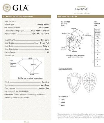 1 pcs Diamant (Natuurlijk gekleurd) - 0.51 ct - Peer - Fancy, Nieuw